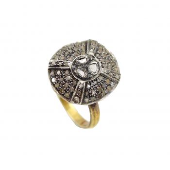 Elegant Gold-Plated Nickel-Diamond Polk Stone Seated Free Ring - Stunning Fashion Accessory